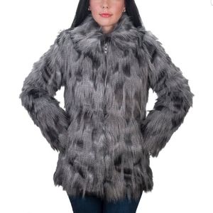 Ameri Mode Funky Gray Faux Fur Coat L